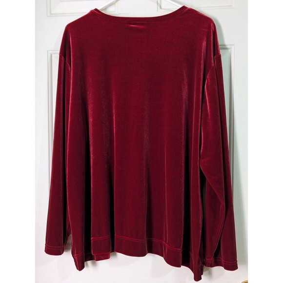 VTG Preview International Velour Track Suit Womens 3X Red Pockets Stretch V Neck - Picture 5 of 11